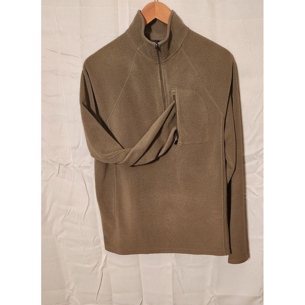 LL Bean Mens Sweatshirt Large Tall Green Quarter Zip Fleece Zip Chest Pocket